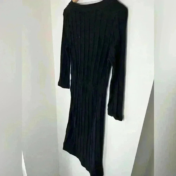 Spense Women’s Black Ribbed Preppy Classic Knit Normcore Midi Dress Medium - Picture 11 of 12